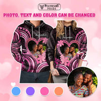 Custom Photo Polynesian Couple Valentine Day Hoodie I LOVE YOU FOREVER CTM05 - Polynesian Pride