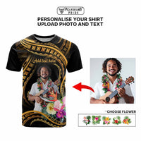 Custom Photo Pacific Tribal Tattoo T shirt with Flowers Bouquet CTM09 - Polynesian Pride
