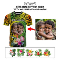 Custom Photo Polynesian Tribal T Shirt with Tropical Flower CTM09 - Polynesian Pride
