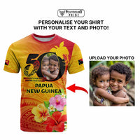 Custom Photo Papua New Guinea 50th Years T Shirt Hapi De bilong Indipendens Papua Niugini CTM09 - Polynesian Pride