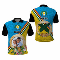 Torba Province Custom Polo Shirt With Photo Vanuatuan Boar's Tusk Flag Multicolored CTM09 - Polynesian Pride
