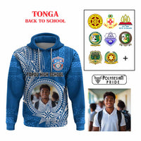 Custom Photo Tonga Back To School Hoodie Polynesian Ngatu Tribal CTM09 Pullover Hoodie Multicolor - Polynesian Pride