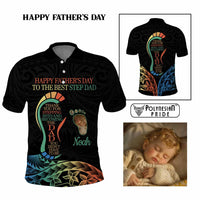 Custom Happy Father's Day - The Best Step Dad Polo Shirt Polynesian Tribal Tatoo CTM09 Multicolor - Polynesian Pride