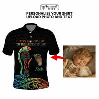 Custom Happy Father's Day - The Best Step Dad Polo Shirt Polynesian Tribal Tatoo CTM09 - Polynesian Pride