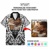 Custom Upload Photo Happy Father's Day - Best Dad Ever Hawaiian Shirt Polynesian Plumeria Tribal Art CTM09 - Polynesian Pride