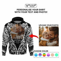 Custom Upload Photo Happy Father's Day - Best Dad Ever Hoodie Polynesian Plumeria Tribal Art CTM09 - Polynesian Pride