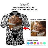 Custom Upload Photo Happy Father's Day - Best Dad Ever Polo Shirt Polynesian Plumeria Tribal Art CTM09 - Polynesian Pride
