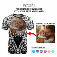 Custom Upload Photo Happy Father's Day - Best Dad Ever T Shirt Polynesian Plumeria Tribal Art