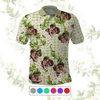 Custom Photo Hawaiian Palaka Polo Shirt Mokihana Maile Ilima Leis CTM09 Multicolor - Polynesian Pride