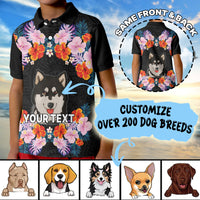 Custom Photo Polynesian Funny Dog Polo Shirt Tropical Flower CTM09 - Polynesian Pride
