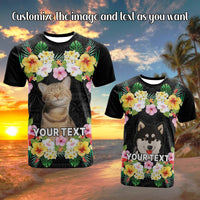 Custom Photo Polynesian Funny Dog T Shirt Tropical Flower CTM09 Multicolor - Polynesian Pride