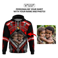 Custom Photo Tonga Hoodie Polynesian Pattern Mixed Ngatu Kupesi