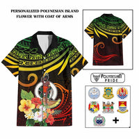 Personalized Photo Polynesian Hawaiian Shirt Flower With Coat Of Arms CTM09 Multicolor - Polynesian Pride