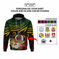 Personalized Photo Polynesian Hoodie Flower With Coat Of Arms CTM09 - Polynesian Pride