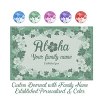 Custom Aloha Welcome Rubber Doormat with Family Name Hawaiian Tribal Tapa Pattern