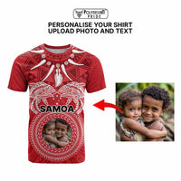 Custom Photo Samoa T Shirt Polynesian Fish Tattoo and Boar Tusk Art