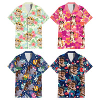 Custom Photo Aloha Tropical Hawaiian Shirt with Hibiscus Leaves Seamless Pattern
