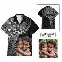 Custom Upload Image Aotearoa Silver Fern Hawaiian Shirt Black Taniko Motif CTM09 Multicolor - Polynesian Pride