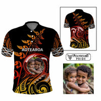 Custom New Zealand Polo Shirt Aotearoa Symbols with Maori Fern Reggae Arty Color