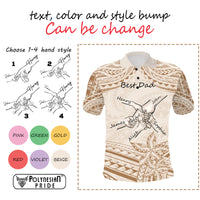 Custom Father's Day Fist Bump Dad and Baby Hands Holding Polo Shirt - Plumeria Floral Tribal Tattoo Unique