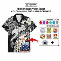 Custom Hawaii Tropical Hawaiian Shirt Hammerhead Shark and Coat of Arm Polynesian Island CTM09 - Polynesian Pride