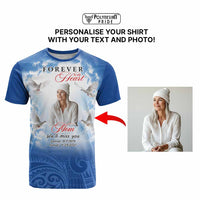 Custom Photo Memorial Forever in our Heart T Shirt Mixed Polynesian Pattern
