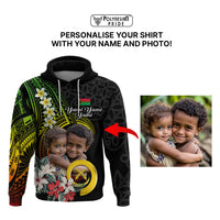 Custom Photo Vanuatu Provinces Hoodie Vanuatuan Pig Tusk and Pacific Beauty Flower CTM09 - Polynesian Pride