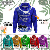 Custom American Samoa Fautasi Race Hoodie Eagle With Polynesian Pattern