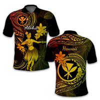 Custom Hawaii Symbols Polo Shirt Tropical Flowers With Kanaka Maoli