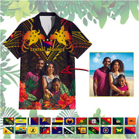 Custom Photo Papua New Guinea Provinces Hawaiian Shirt Flag With Polynesian Tropical Flowers CTM14 Black - Polynesian Pride