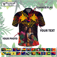 Custom Photo Papua New Guinea Provinces Polo Shirt Flag With Polynesian Tropical Flowers CTM14 - Polynesian Pride