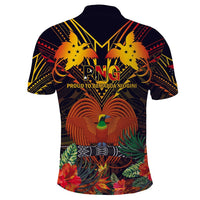 Custom Photo Papua New Guinea Provinces Polo Shirt Flag With Polynesian Tropical Flowers CTM14 - Polynesian Pride