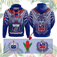 Custom Samoa Rugby Hoodie Custom Text And Number With Toa Samoa, Manu Samoa And Manu Samoa 7s Logo CTM14 Blue - Polynesian Pride