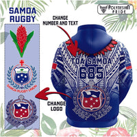 Custom Samoa Rugby Hoodie Custom Text And Number With Toa Samoa, Manu Samoa And Manu Samoa 7s Logo CTM14 - Polynesian Pride