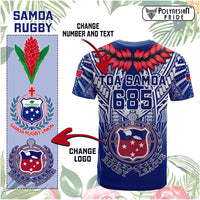 Custom Samoa Rugby T Shirt Custom Text And Number With Toa Samoa, Manu Samoa And Manu Samoa 7s Logo CTM14 - Polynesian Pride