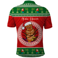 Custom Photo Aloha Hawaii Christmas Polo Shirt Tiki Santa Mele Kalikimaka