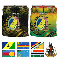 Custom Vanuatu Provinces Bedding Set Coat Of Arms Mix Flag
