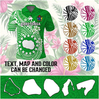 Custom Cook Islands Polo Shirt Islands Map Plumeria With Polynesian Tattoo