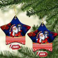 Custom Polynesian Ceramic Ornament Happy Santa Claus With Coat Of Arms