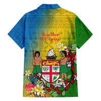 Custom Photo Malampa Fiji Day Hawaiian Shirt Together We Grow Coat Of Arms Tropical Flowers CTM14 - Polynesian Pride