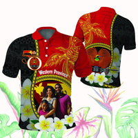 Custom Photo Papua New Guinea Provinces Polo Shirt Flag With Polynesian Tropical Flowers
