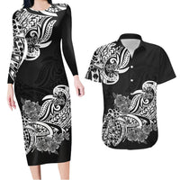 Polynesian Matching Outfit For Couples Floral Tribal Black Style Bodycon Dress And Hawaii Shirt LT9 7XL - Polynesian Pride