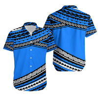 Polynesian Couples Matching Outfits Combo Long Sleeve Dress Simple Blue LT6 - Polynesian Pride
