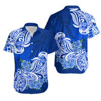 Polynesian Matching Outfit For Couples Floral Tribal Blue Style Bodycon Dress And Hawaii Shirt LT9 - Polynesian Pride