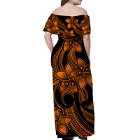 Polynesian Pride Plumeria Flowers Off Shoulder Long Dress Polynesian Tribal Gold Vibe LT9 - Polynesian Pride