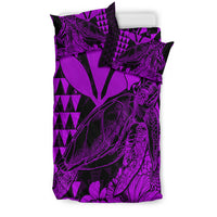 Hawaii Sea Turtle Bedding Set Polynesia Kakau with Kanaka Maoli Purple LT9 - Polynesian Pride