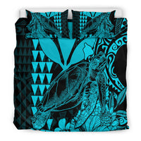 Hawaii Sea Turtle Bedding Set Polynesia Kakau with Kanaka Maoli Teal LT9 - Polynesian Pride