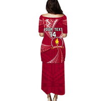 Personalised Tonga Beulah College Puletasi Dress Tongan Ngatu Pattern LT14 - Polynesian Pride