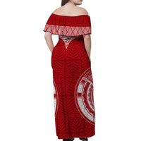 Personalised Tonga Independence Day Off Shoulder Long Dress Kupesi Pattern Mix Style LT7 - Polynesian Pride
