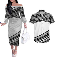 Polynesian Couples Matching Outfits Combo Long Sleeve Dress Simple White LT6 White - Polynesian Pride